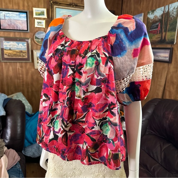 Vibrant Funky Floral Boho Cotton Top - Picture 3 of 8